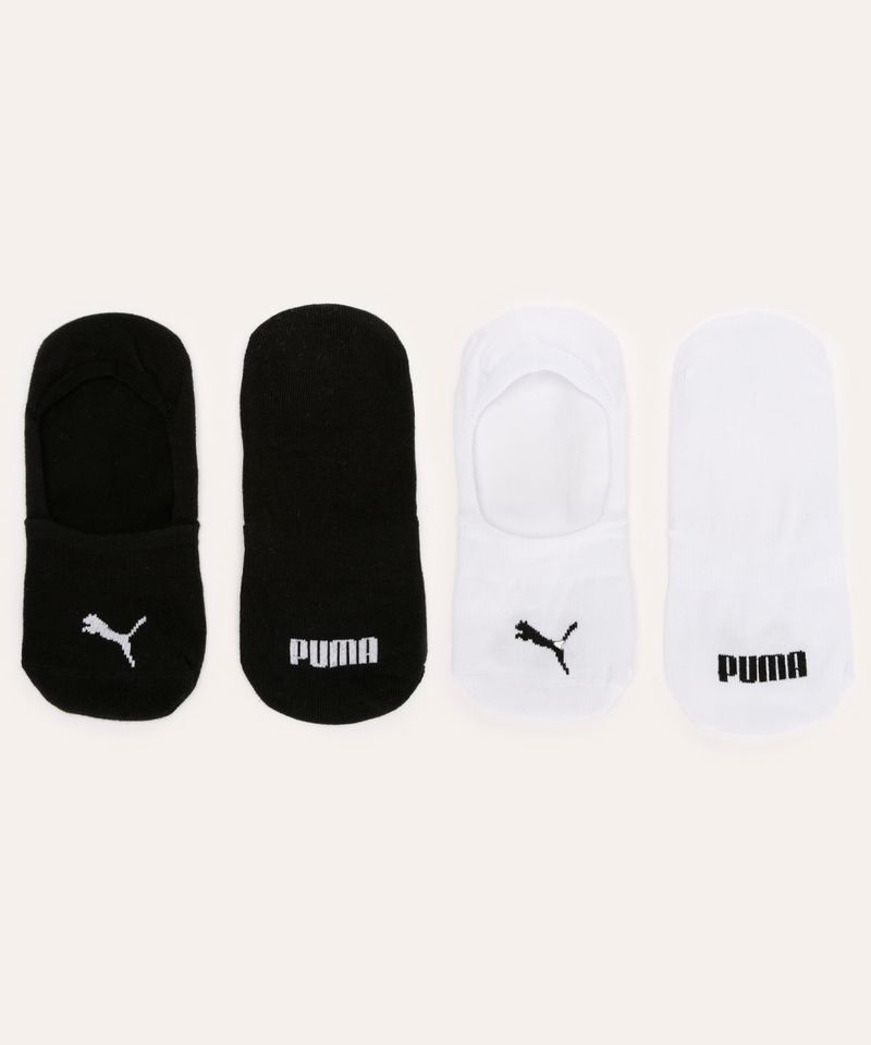 kit de 2 pares de meias invisíveis puma multicor