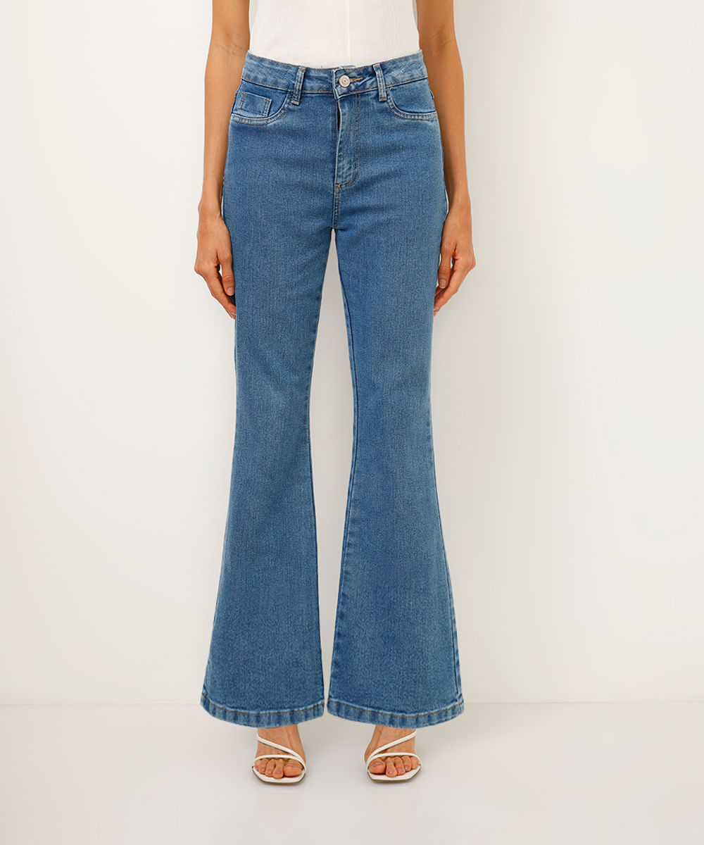 calça boot cut jeans sawary azul