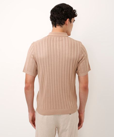 polo de tricot texturizada bege