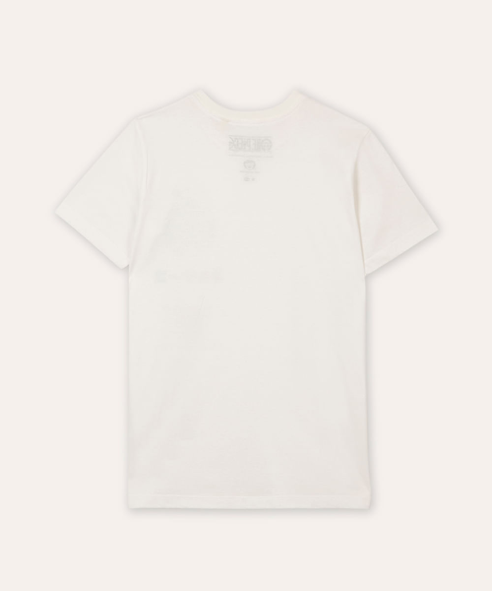 camiseta juvenil de algodão one piece metalizada off white