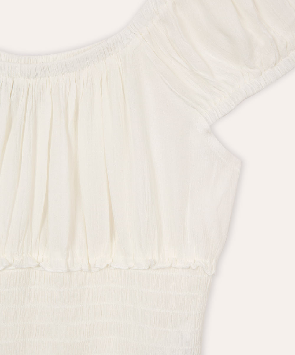 blusa juvenil de viscose com lastex off white