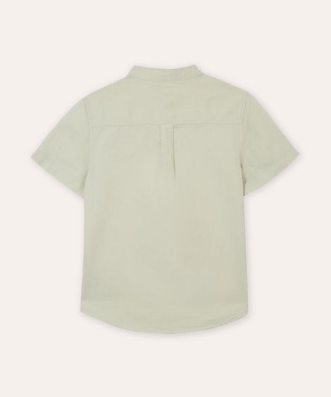 camisa com linho infantil manga curta verde
