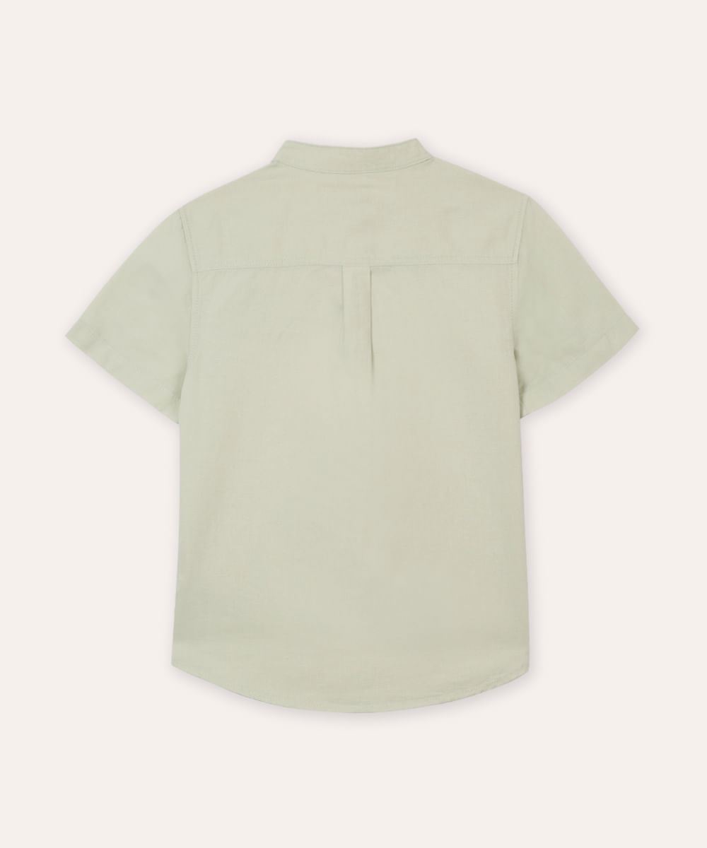 camisa com linho infantil manga curta verde