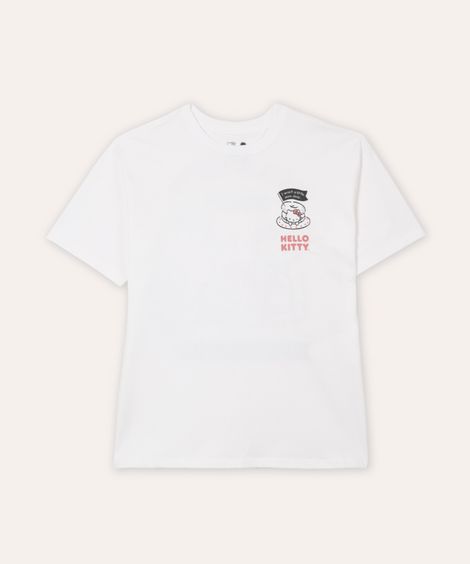camiseta oversized juvenil hello kitty off white