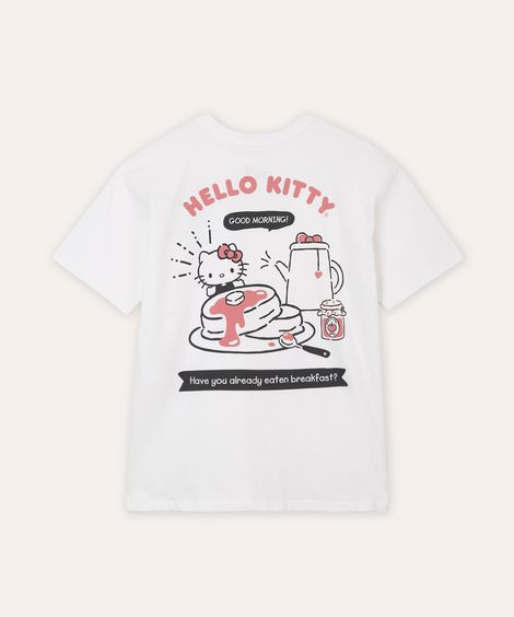 camiseta oversized juvenil hello kitty off white