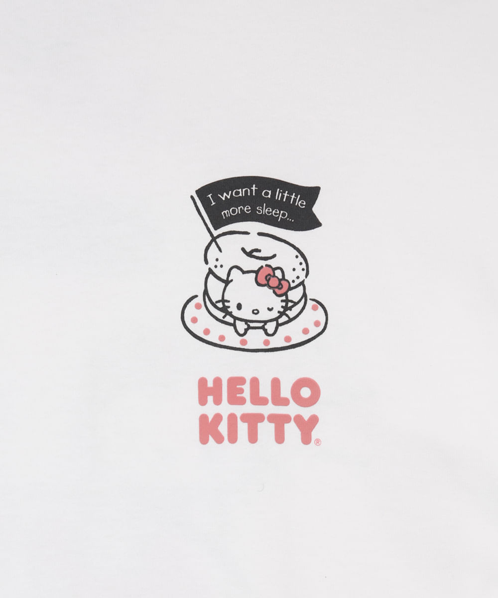 camiseta oversized juvenil hello kitty off white