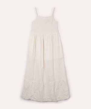 vestido midi juvenil listrado off white