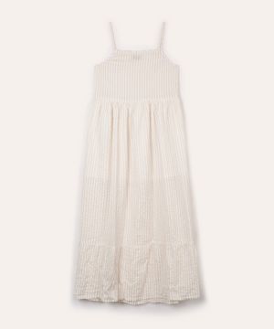 vestido midi juvenil listrado off white