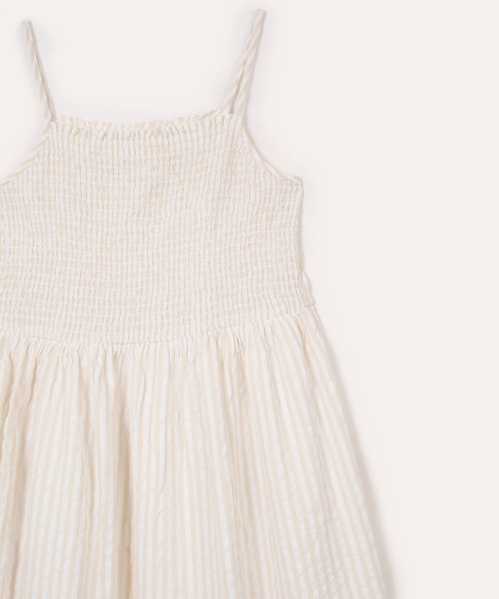 vestido midi juvenil listrado off white