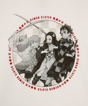camiseta de algodão juvenil demon slayer off white