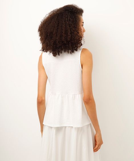 regata texturizada com amarração - off white