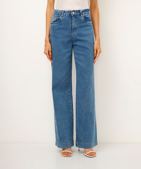 calça jeans wide leg sawary azul