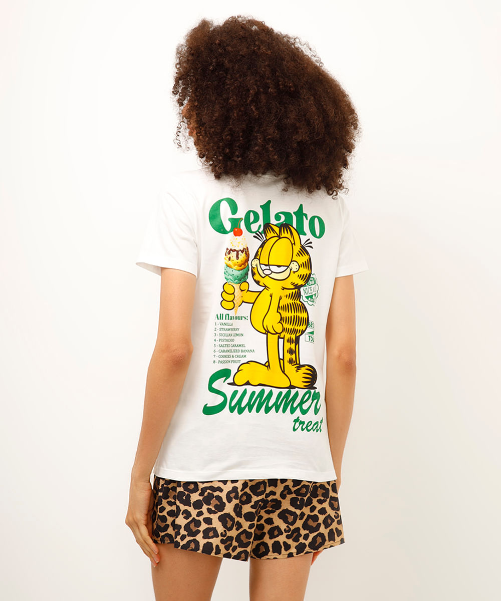 camiseta de algodão garfield off white
