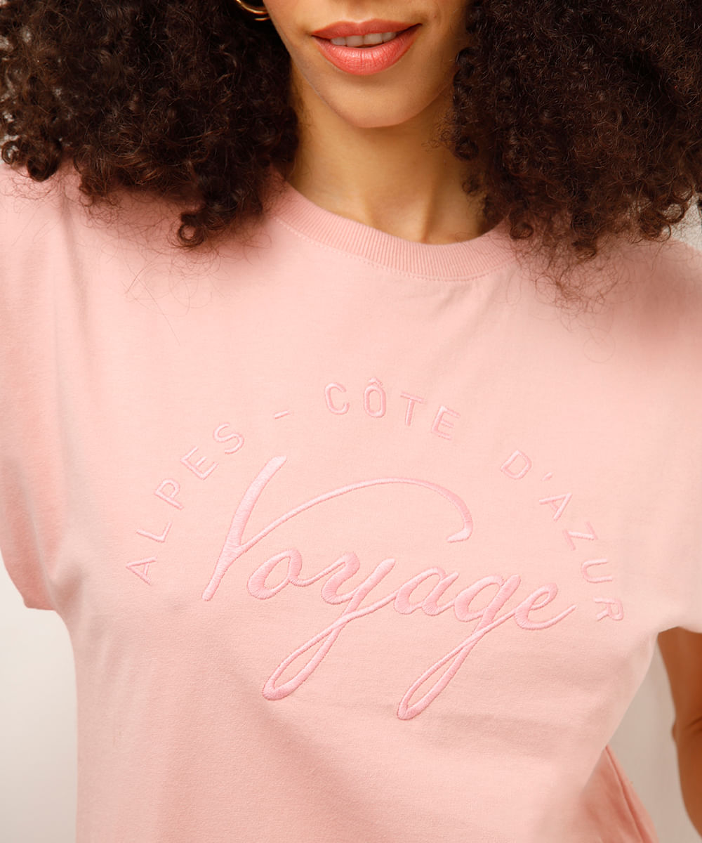 blusa muscle tee de algodão voyage rosa
