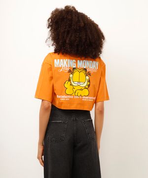 cropped de algodão garfield laranja
