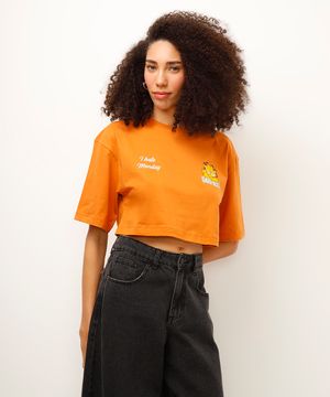 cropped de algodão garfield laranja