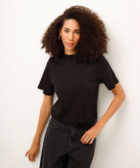 cropped de algodão peruano preto
