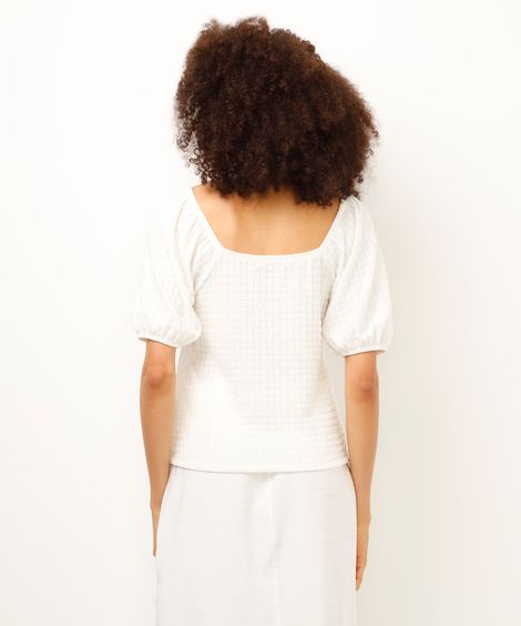 blusa manga bufante texturizada off white