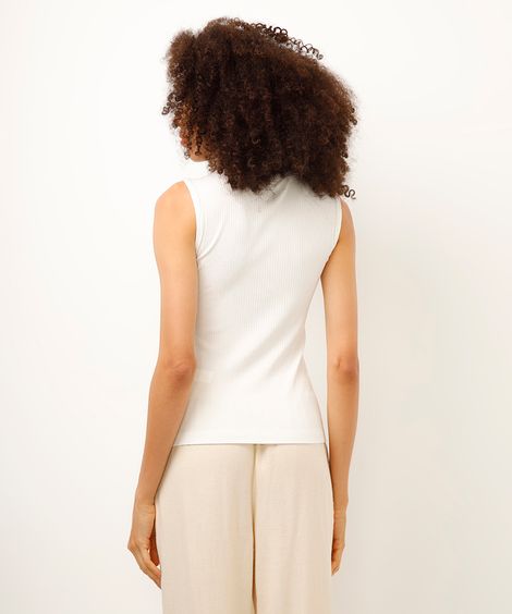 regata de viscose com botões canelada off white