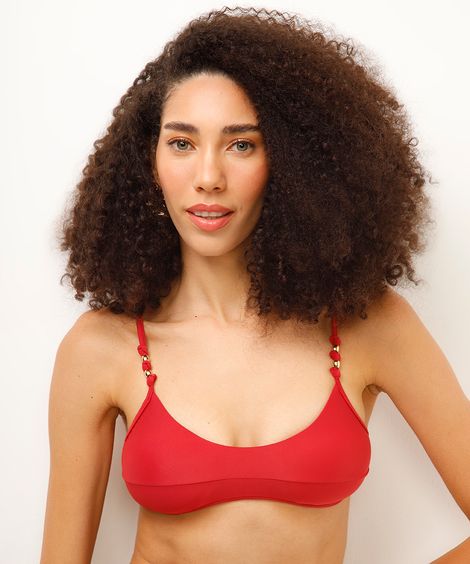 biquíni top faixa com bojo removível vermelho