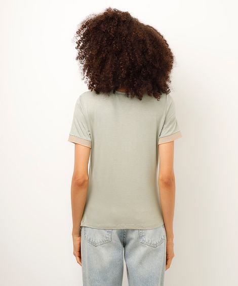 camiseta de viscose decote redondo manga curta verde