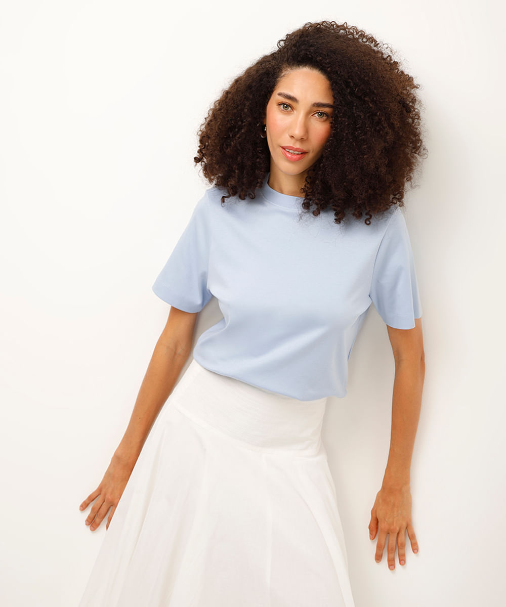 cropped de algodão peruano azul