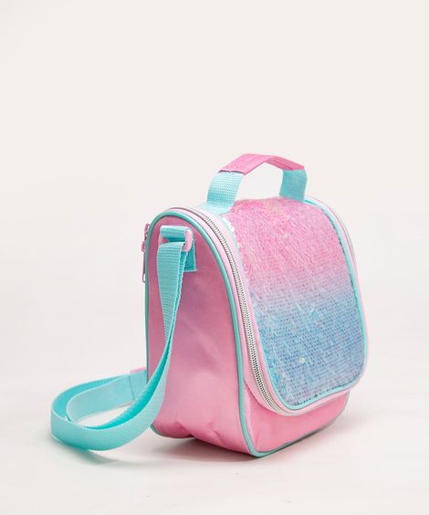 Lancheira Infantil Transversal com Paetês Pink