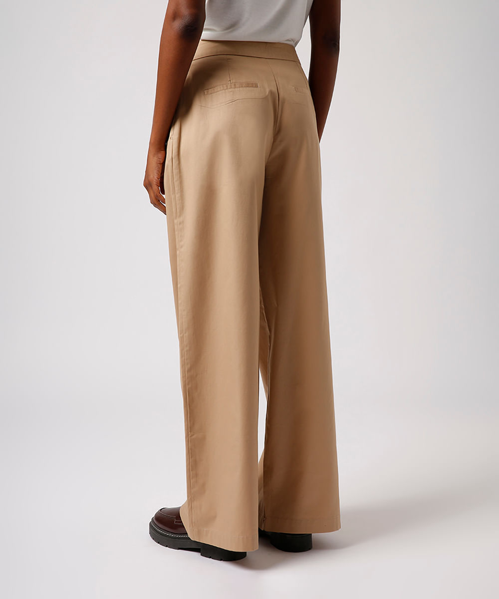 calça alfaiataria de algodão mindset bege