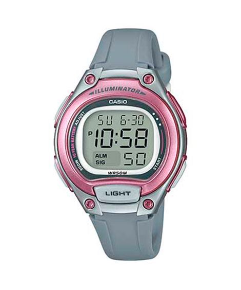 relógio casio feminino vintage digital lw-203-4av cinza