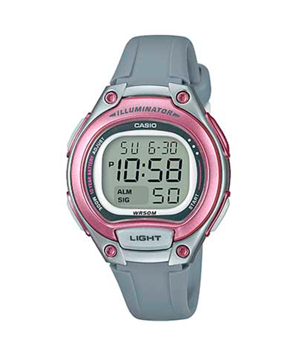 relógio casio feminino vintage digital lw-203-4av cinza