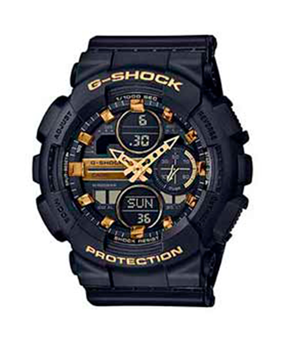 relógio g-shock casio masculino analógico digital gma-s140m-1adr preto