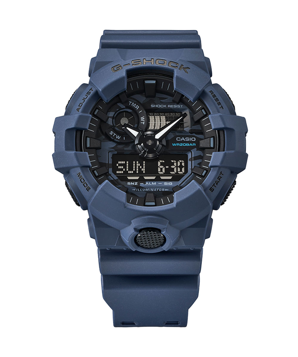 relógio g-shock casio masculino analógico digital ga-700ca-2adr azul