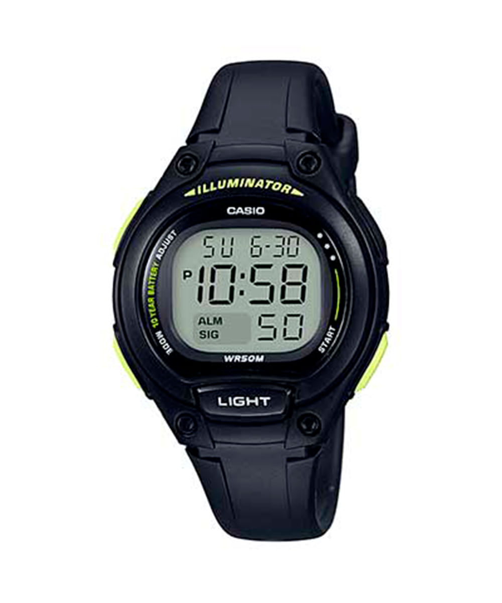 relógio casio feminino digital lw-203-1bdvf preto