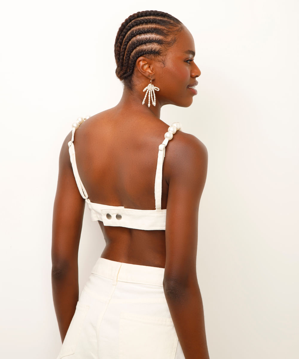 top de sarja com pérolas off white