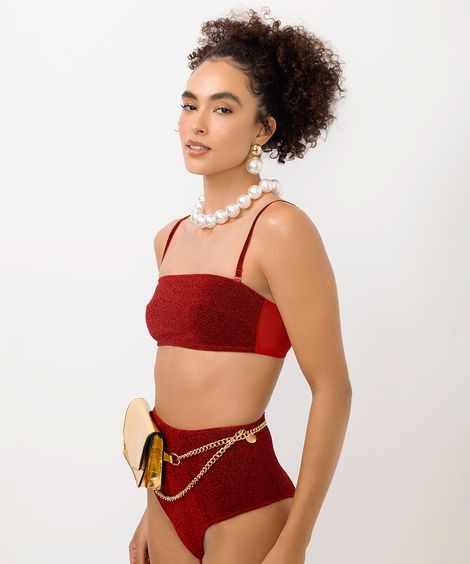 top faixa com lurex vermelho