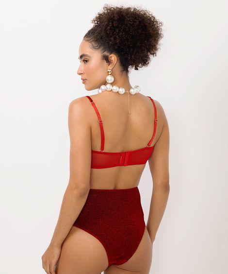 top faixa com lurex vermelho