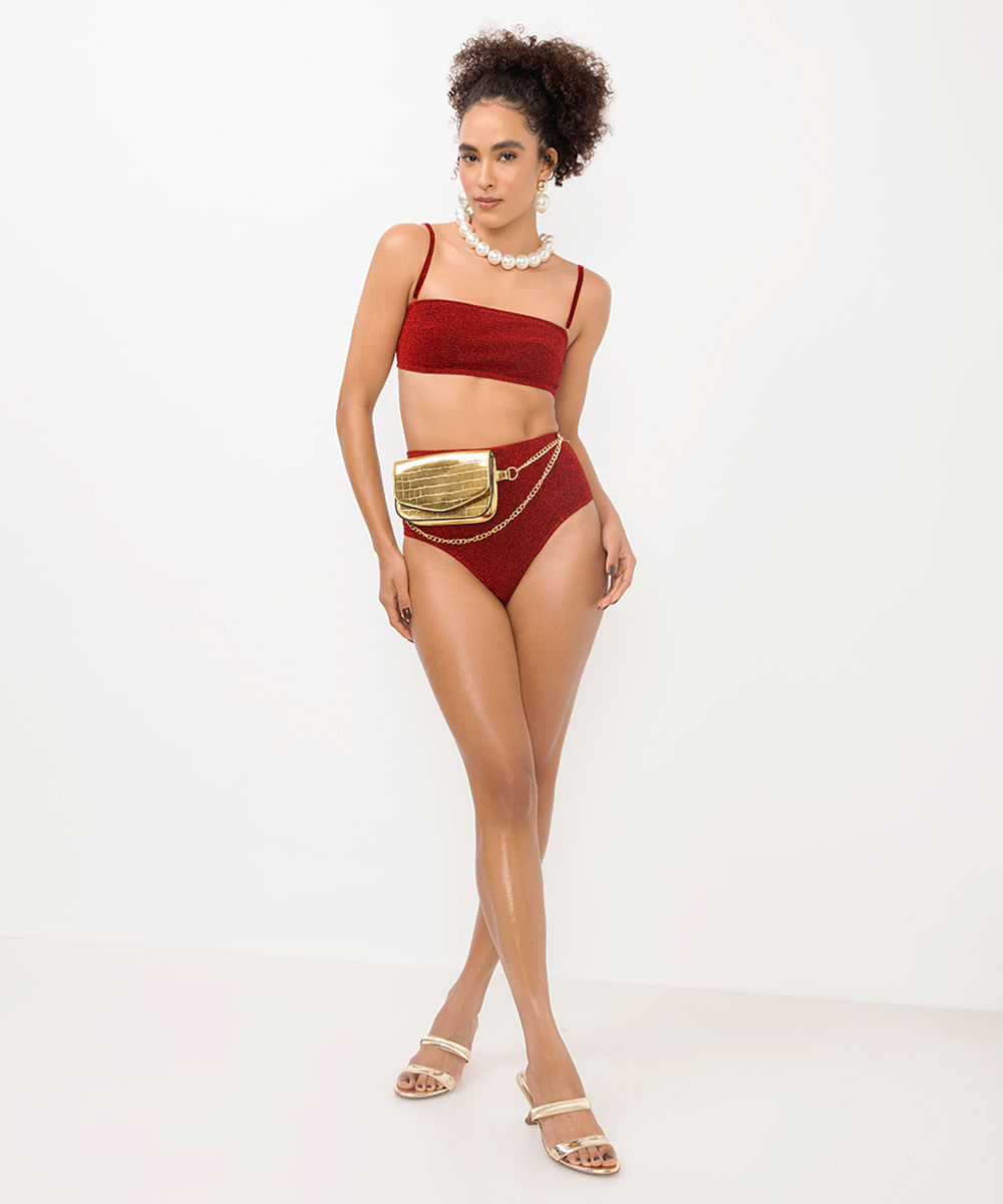 top faixa com lurex vermelho