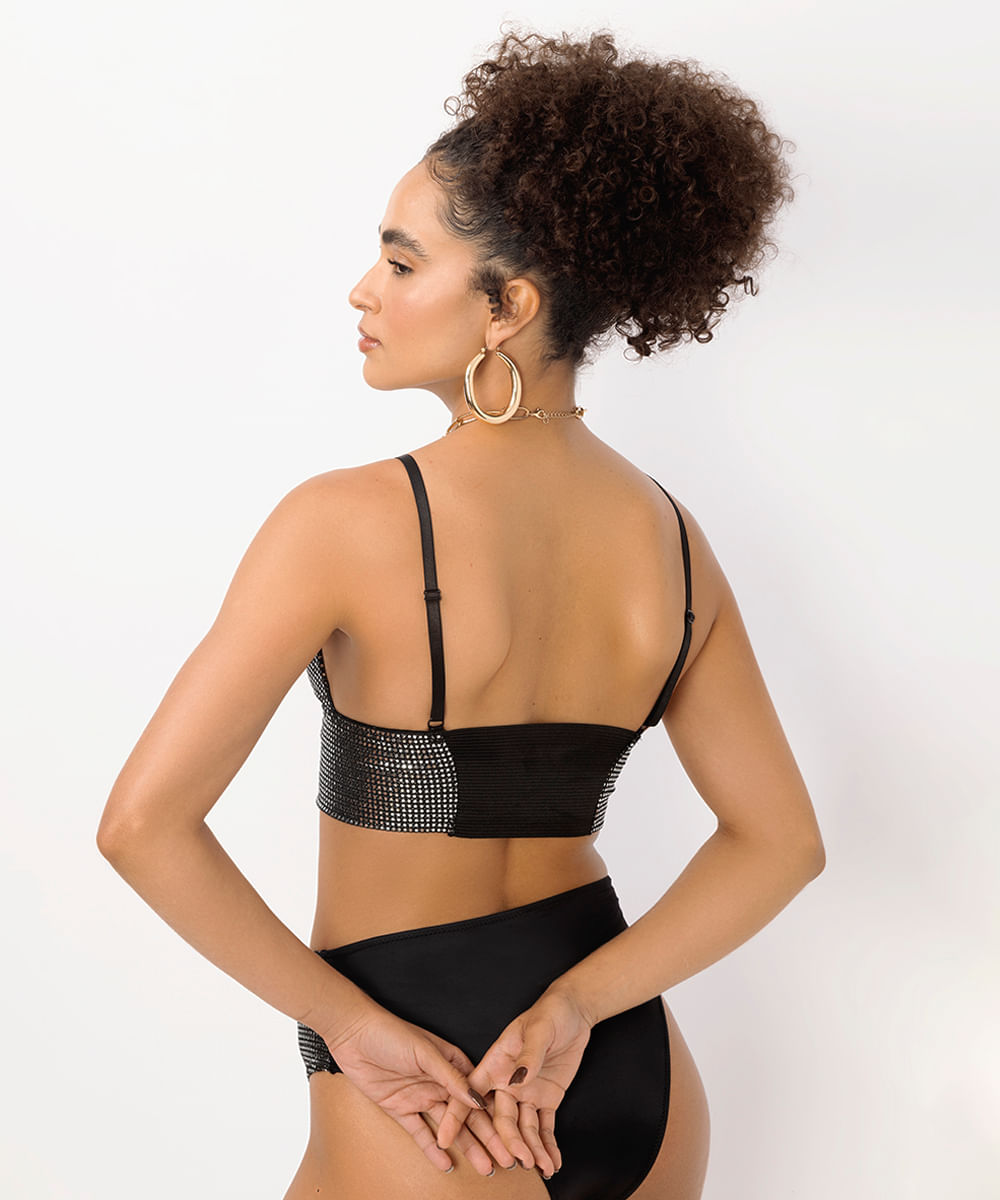 sutiã triângulo metalizado prateado