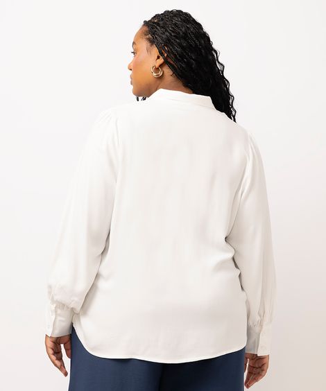 camisa feminina de viscose plus size off white