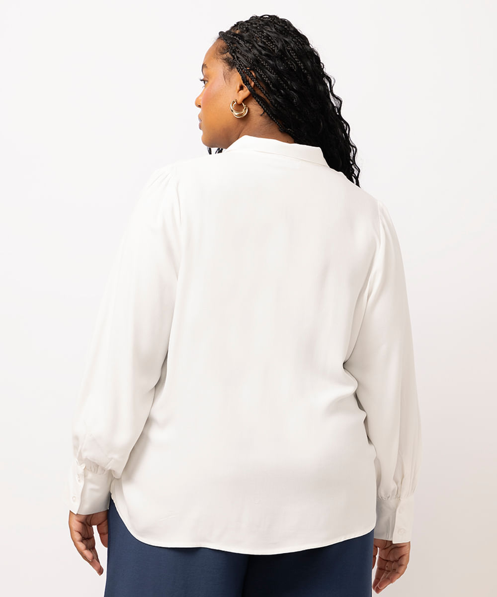 camisa feminina de viscose plus size off white
