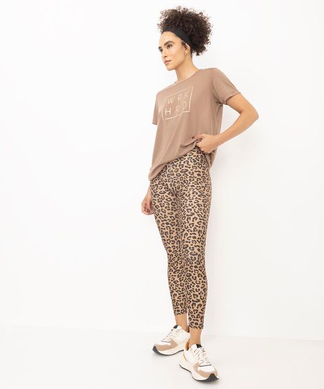 calça legging animal print esportiva caramelo