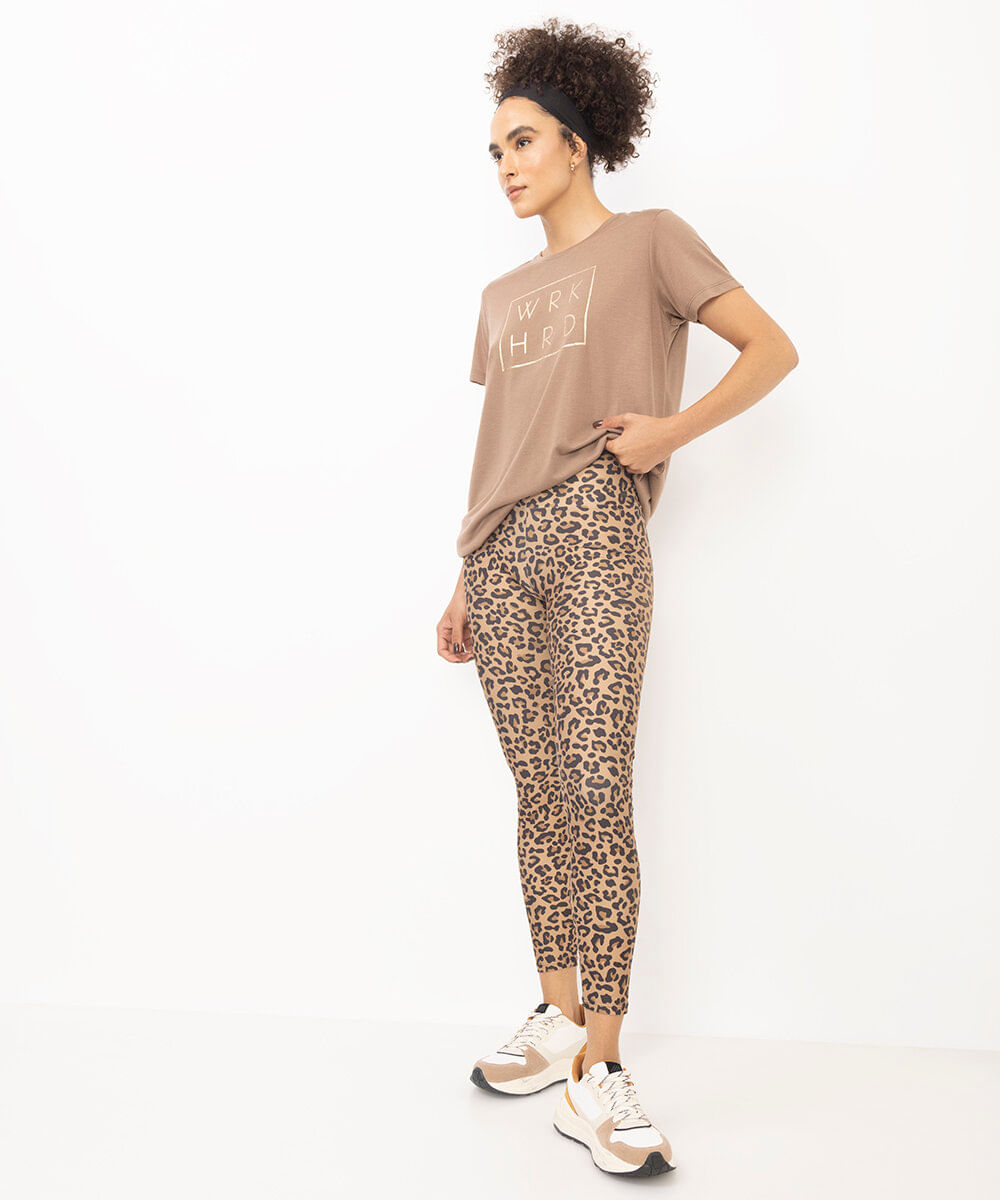 calça legging animal print esportiva caramelo