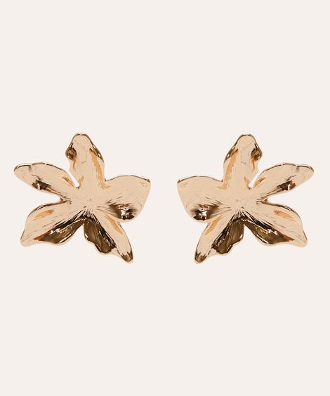 brinco floral orgânico dourado