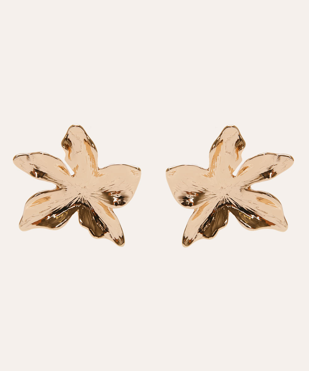 brinco floral orgânico dourado
