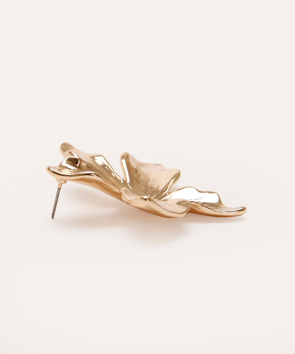 brinco floral orgânico dourado