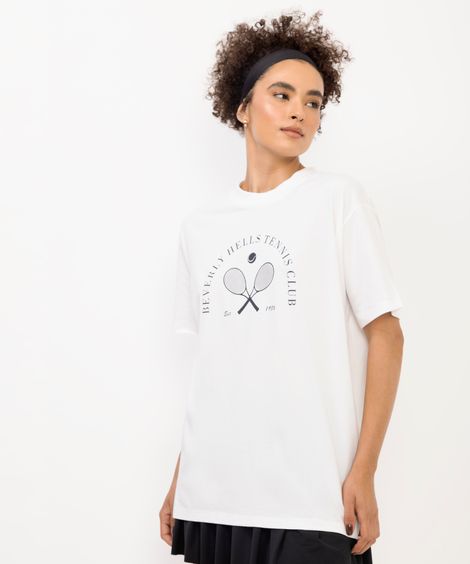 camiseta feminina esportiva tênis club branca