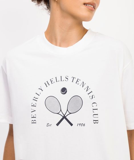 camiseta feminina esportiva tênis club branca