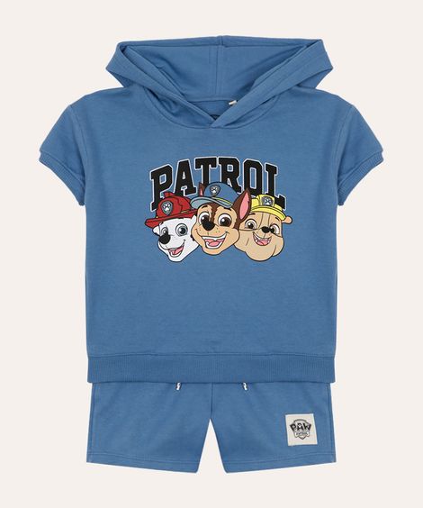 conjunto infantil de moletom curto patrulha canina azul