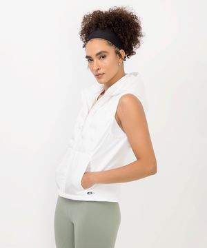 colete puffer feminino alongado esportivo ace branco