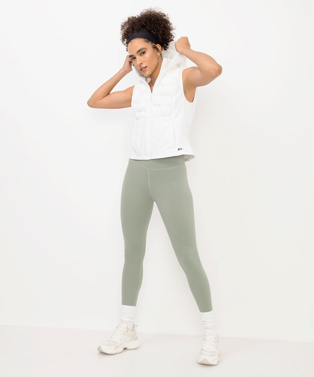 colete puffer feminino alongado esportivo branco